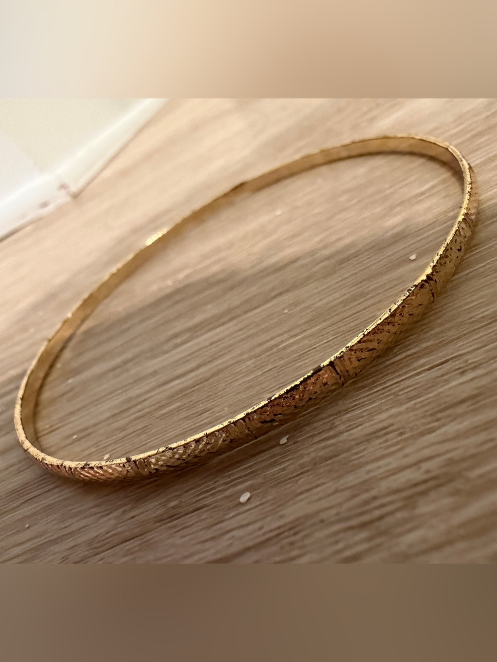 Dainty Gold Textured Bangle Bracelet